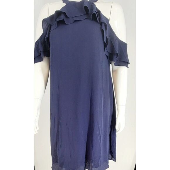 Very Demure Navy Cold Shoulder A-Line Dress plus size NWT - Picture 2 of 8